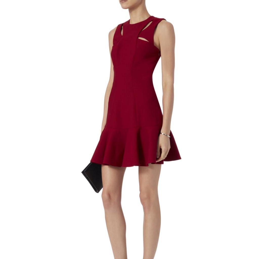 $385 Cinq A Sept Scorpio Cut Out Tulip Hem Dress Size 4 Crimson